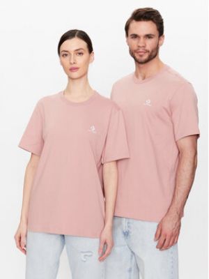 Csillag mintás hímzett póló Converse rózsaszín