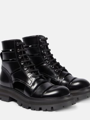 Ankle boots skórzane Alexander Mcqueen czarne