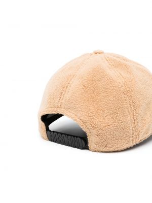 Flisas siuvinėtas kepurė su snapeliu Moschino smėlinė