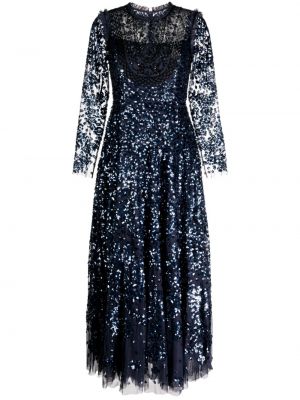 Прозрачна вечерна рокля Needle & Thread синьо