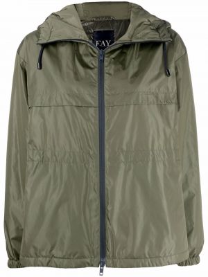 Péřová bunda na zip s kapucí Fay - zelená