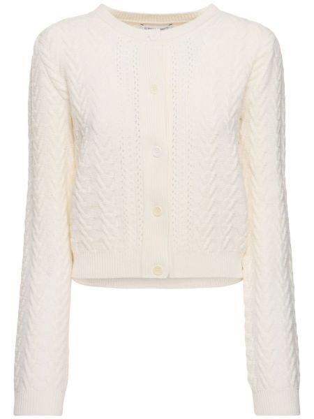 Cardigan i uld i kashmir Alberta Ferretti hvid