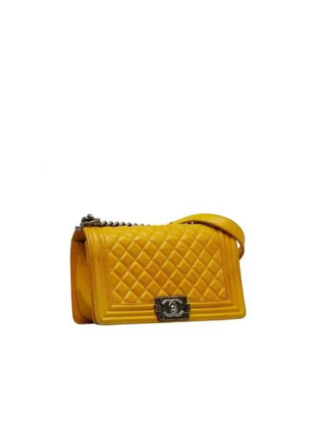 Bolso cruzado de cuero Chanel Vintage amarillo