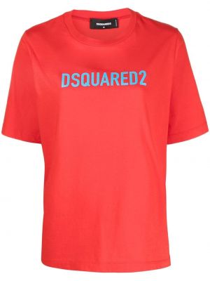 Bavlnené tričko s potlačou Dsquared2 červená