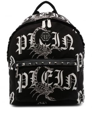 Trykt zip ryggsekk Philipp Plein svart