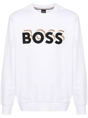 Bluza bawełniana z nadrukiem Boss biała
