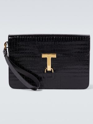 Lakovaná kožená peňaženka Tom Ford čierna