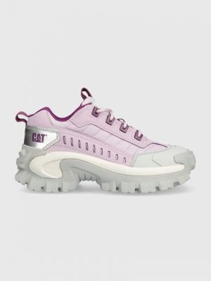 Фиолетовые кожаные кроссовки Caterpillar