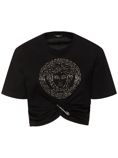 T-shirt i bomull i jersey Versace svart