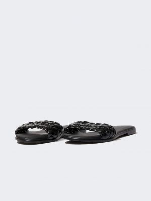 Kožne papuče bez pete od umjetne kože Defacto crna