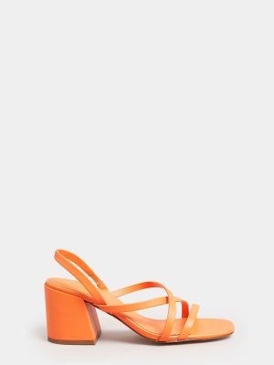 Босоножки на каблуке в полоску Long Tall Sally оранжевые