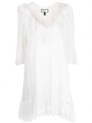Копринена макси рокля с v-образно деколте Nissa бяло