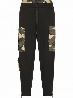 Spodnie sportowe z nadrukiem w kamuflażu Dolce And Gabbana czarne