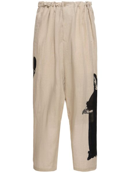 Ленени панталон Yohji Yamamoto бяло