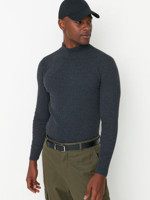 Пуловер от рипсено кадифе Trendyol сиво