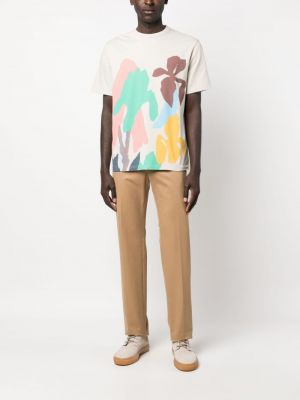 Koszulka bawełniana w abstrakcyjne wzory Paul Smith beżowa