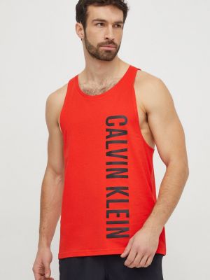 Памучна тениска с дълъг ръкав Calvin Klein червено