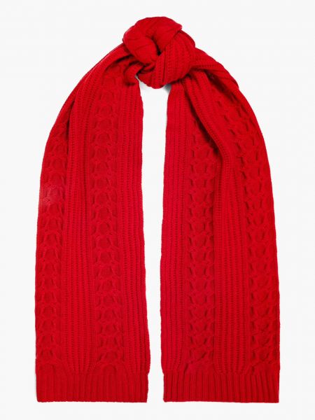 Кашемировый шарф косой вязки N.Peal бордовый