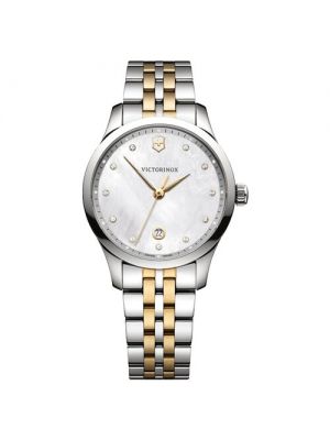 Наручные часы VICTORINOX женские Alliance кварцевые, водонепроницаемые, индикатор запаса хода, подсветка стрелок, антибликовое покрытие стекла золотой