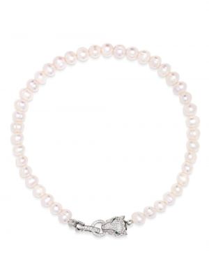 Křišťálový náhrdelník s perlami Nialaya Jewelry bílý