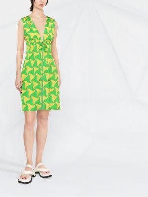 Sukienka mini z nadrukiem Bottega Veneta zielona