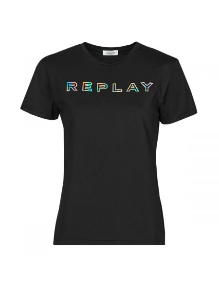 Koszulka z krótkim rękawem Replay czarna