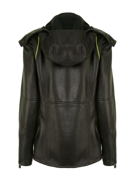 Ādas jaka ar kapuci Chanel Pre-owned melns