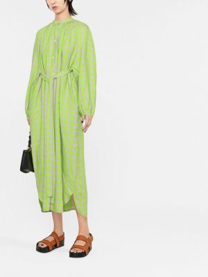 Kostkované šaty s potiskem Henrik Vibskov zelené