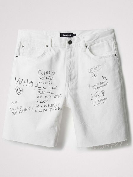 Džínové šortky Desigual bílé