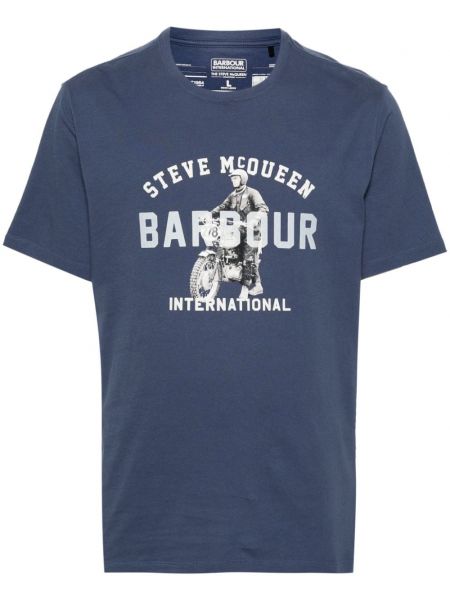 Majica s potiskom Barbour modra