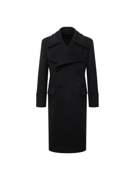 Шерстяное двубортное пальто Dolce & Gabbana серое