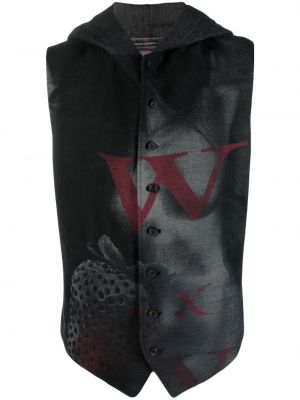 Gilet con stampa Yohji Yamamoto nero