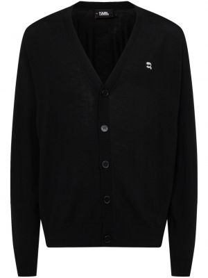 Cardigan en laine mérinos Karl Lagerfeld noir