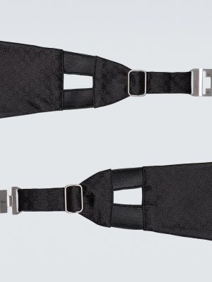 Žakárová hodvábna hodvábna kravata Gucci čierna