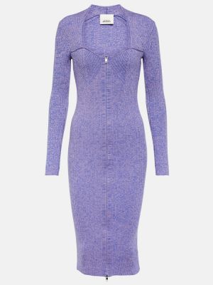 Vlněné midi šaty Isabel Marant fialové
