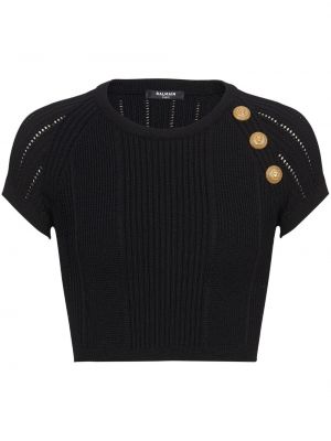 Haut à boutons en tricot Balmain noir