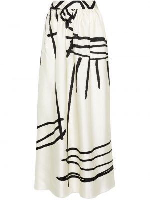 Hedvábné dlouhá sukně s potiskem s abstraktním vzorem Daniela Gregis
