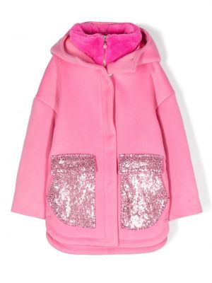 Kapucnis klasszikus flitteres kabát Billieblush - rózsaszín