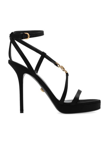 Sandały z paskami na platformie Versace czarne