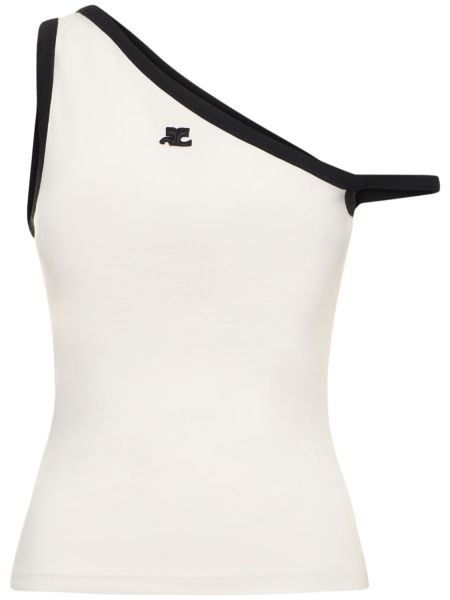 Asymmetrisk bomull tank top Courreges hvit