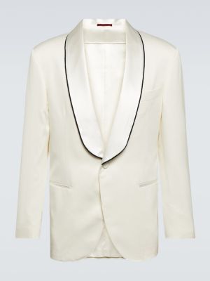 Jedwabny satynowy garnitur Brunello Cucinelli biały