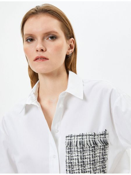 Kokvilnas krekls ar pogām ar garām piedurknēm Koton