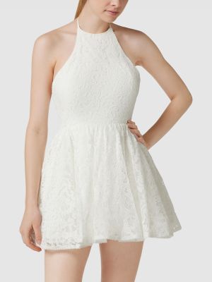 Sukienka mini koronkowa Bardot biała
