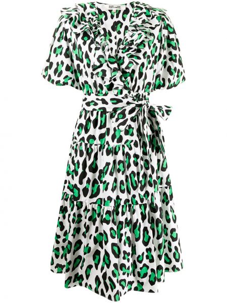 Vestido camisero leopardo Dvf Diane Von Furstenberg verde