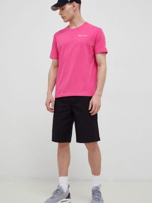 Однотонная хлопковая футболка Champion розовая