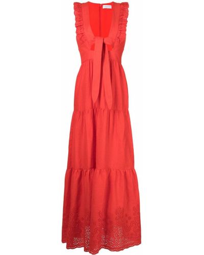 Červené plátěné maxi šaty Rebecca Vallance