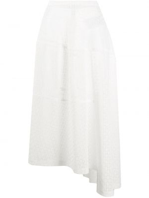 Čipkovaná asymetrická midi sukňa Jil Sander biela