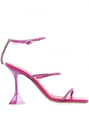 Krištáľové sandále Amina Muaddi ružová