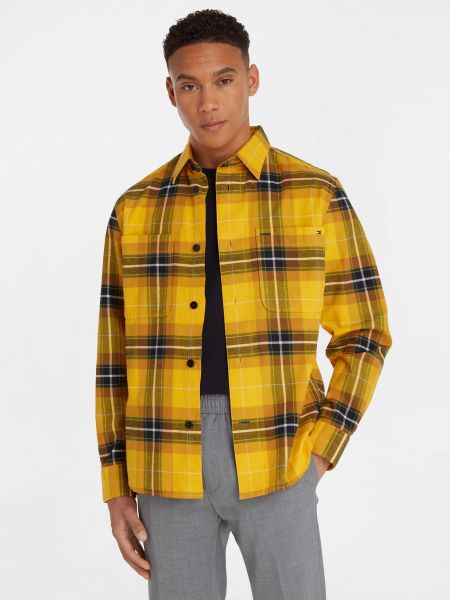 Kockovaná kockovaná košeľa Tommy Hilfiger žltá
