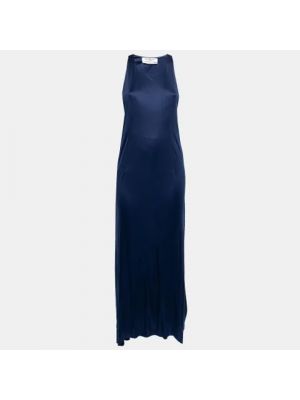 Jedwabna sukienka Yves Saint Laurent Vintage niebieska